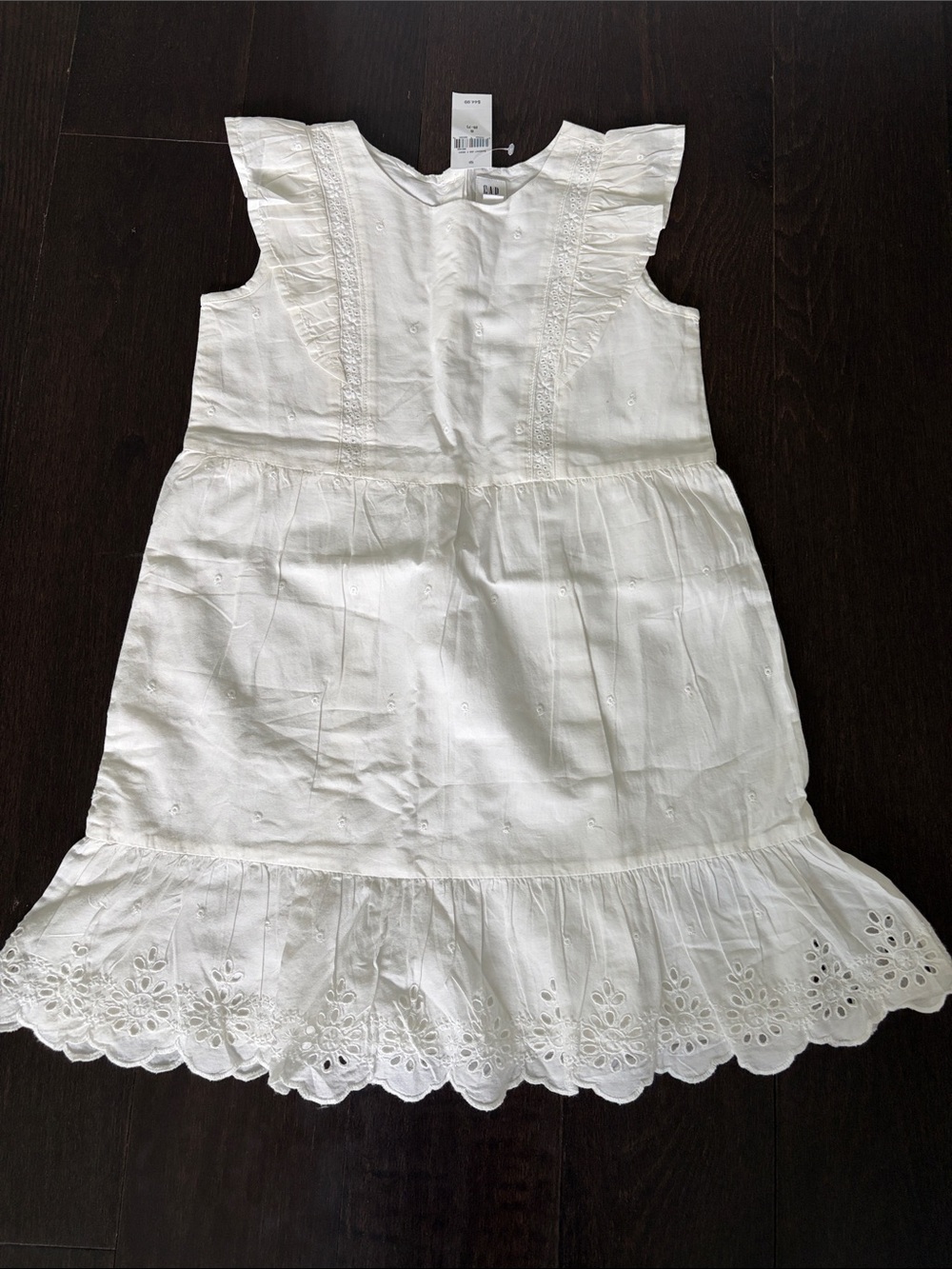 GAP Kids Girls White Eyelet Ruffle Dress NWT Small S 6-7